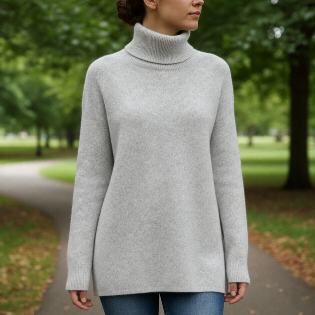 Taormina Cashmere Turtleneck Pullover in Light Gray