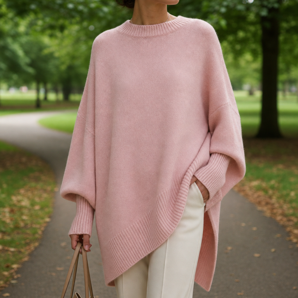 Aix Oversized Poncho Sweater in Pink