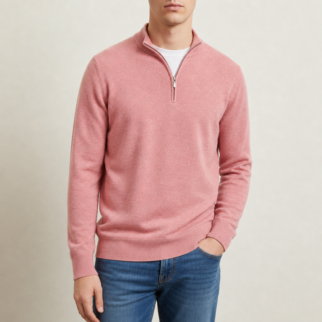 Primero Zip Collar Sweater in Pink