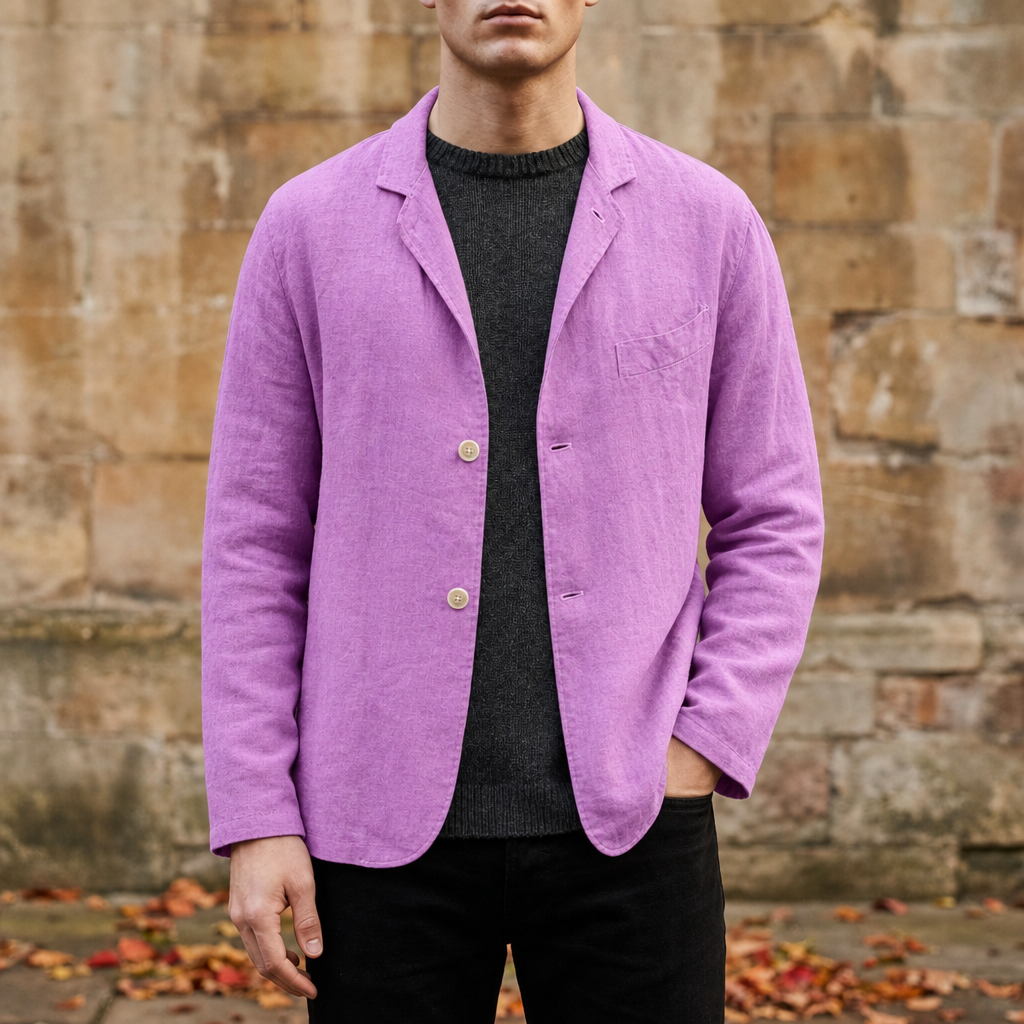 Sifnos Linen Suit Jacket in Purple