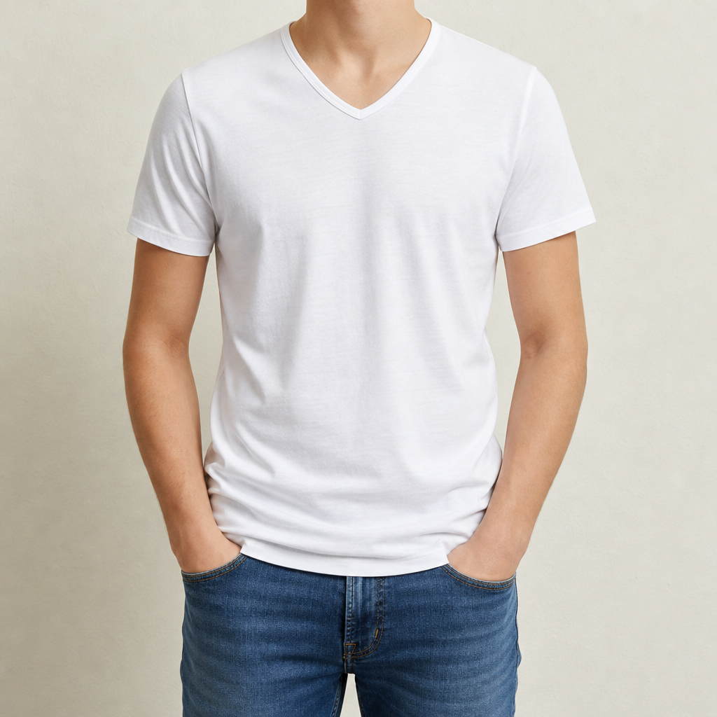 Modica Slim Fit V-Neck Tee in White