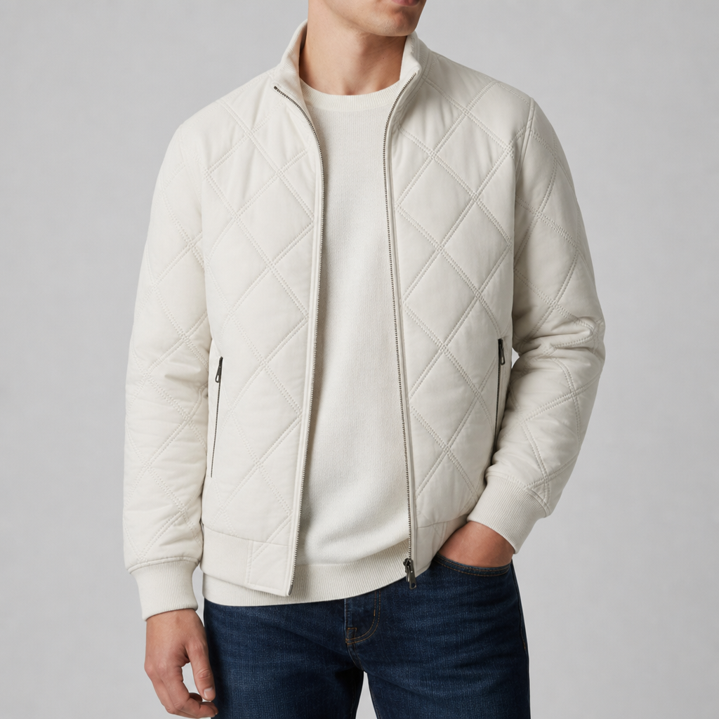 Como Diamond Quilt Bomber in White