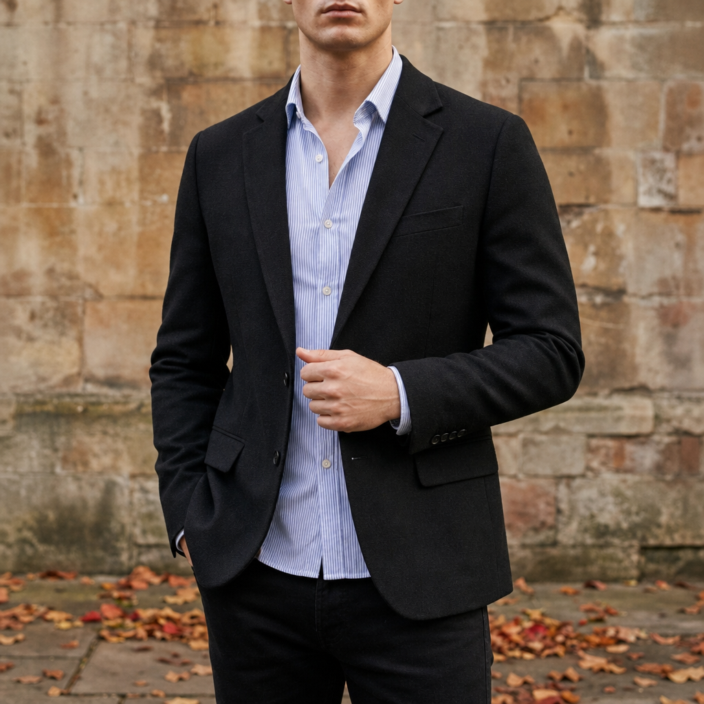 Rivello Slim Fit Knit Blazer in Black