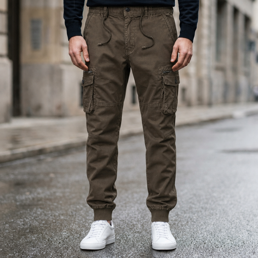 Obidos Slim Cargo Joggers in Brown