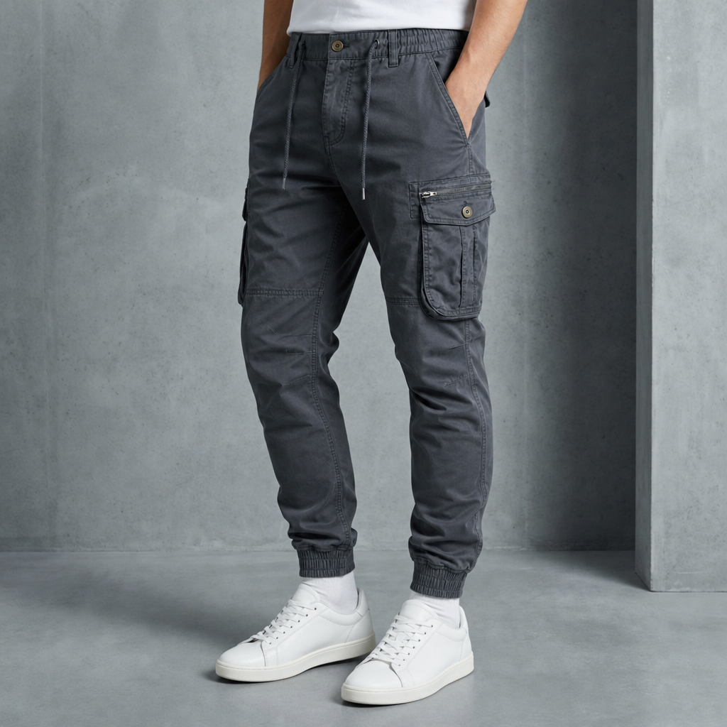 Kos Tapered Cargo Joggers in Charcoal