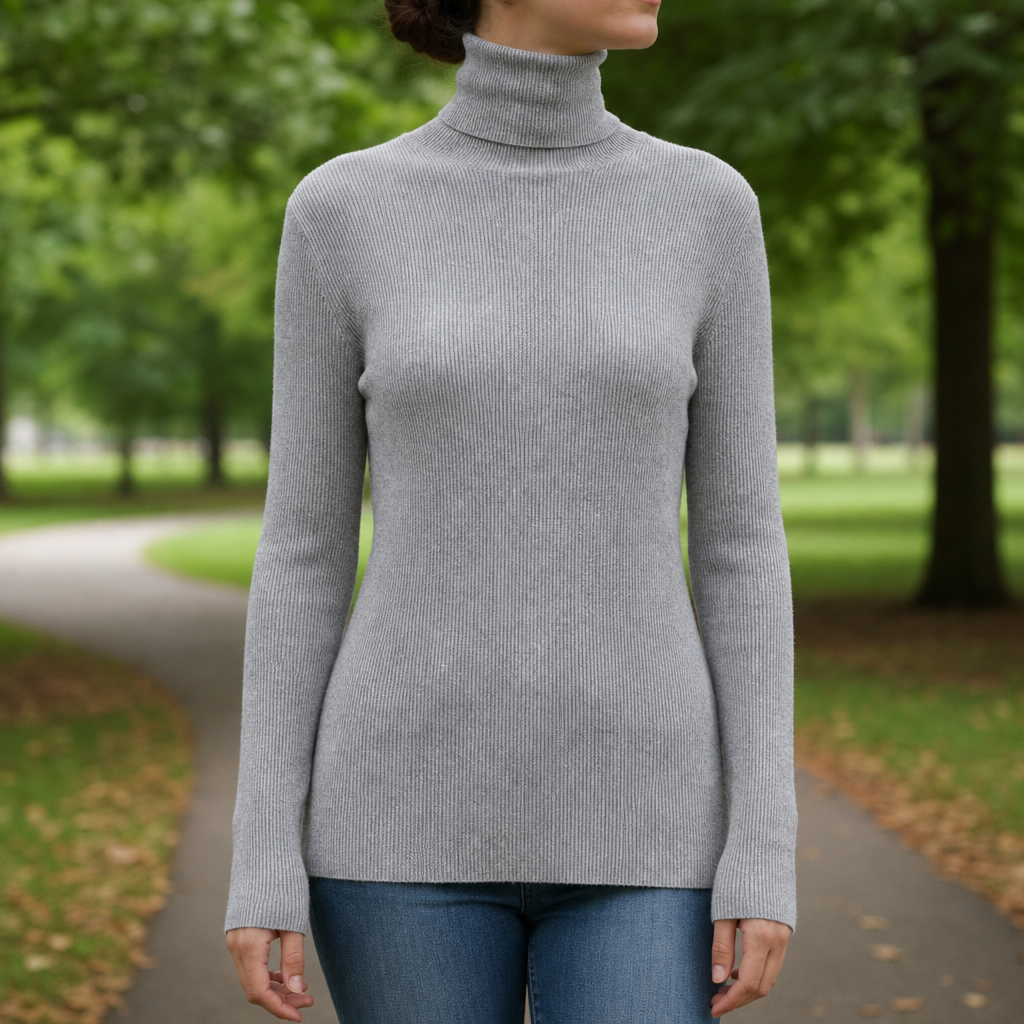 Capri Cashmere Turtleneck Sweater in Gray