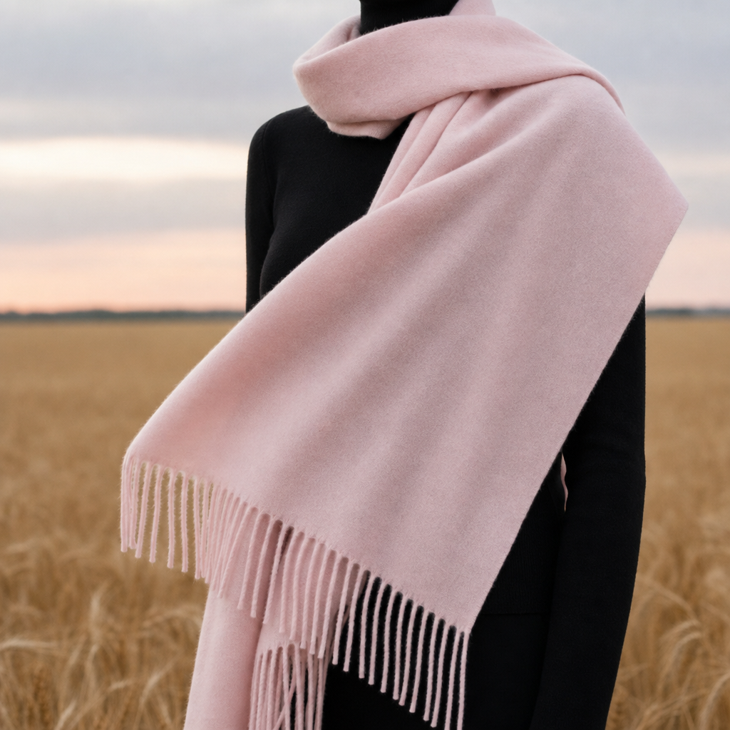 Tarifa Tassel Cashmere Wrap Scarf in Light Pink