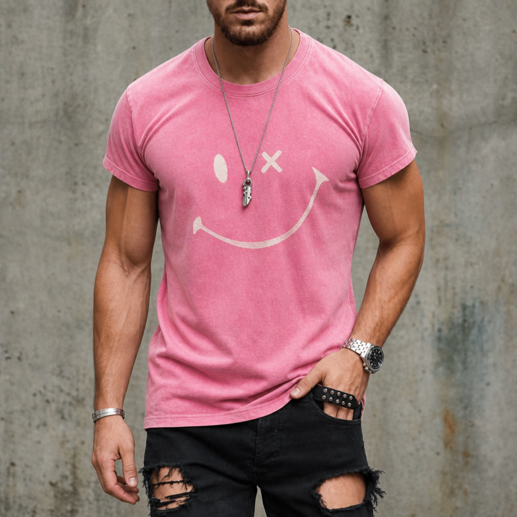 Santander Smiley Print T-Shirt in Pink