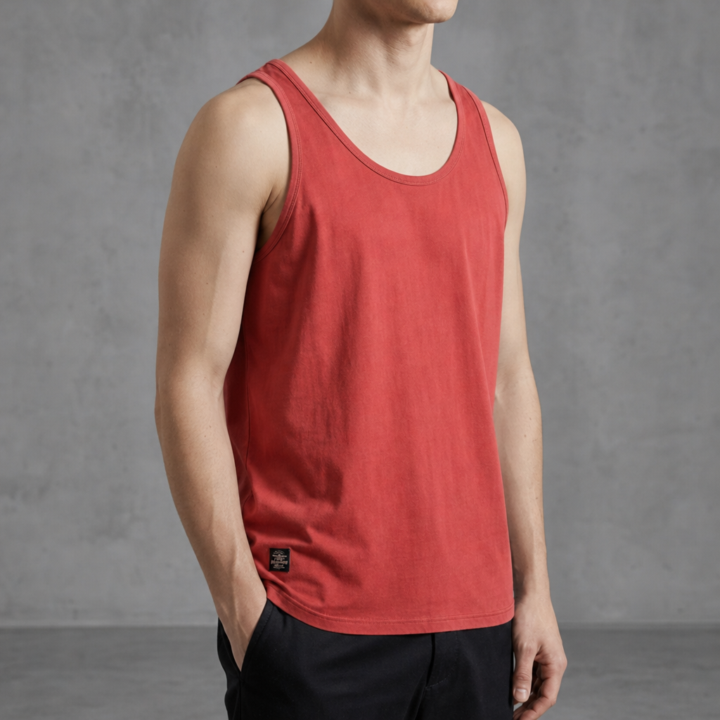 Omodos Cotton Scoop Neck Tank in Red