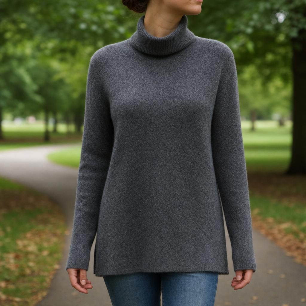 Taormina Cashmere Turtleneck Pullover in Slate Gray