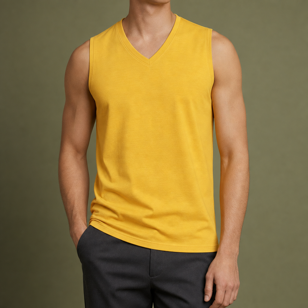 Avignon V-Neck Slim Tank in Yellow