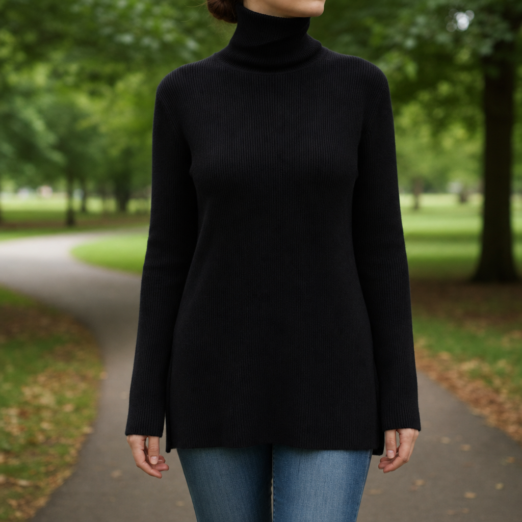 Capri Cashmere Turtleneck Sweater in Black