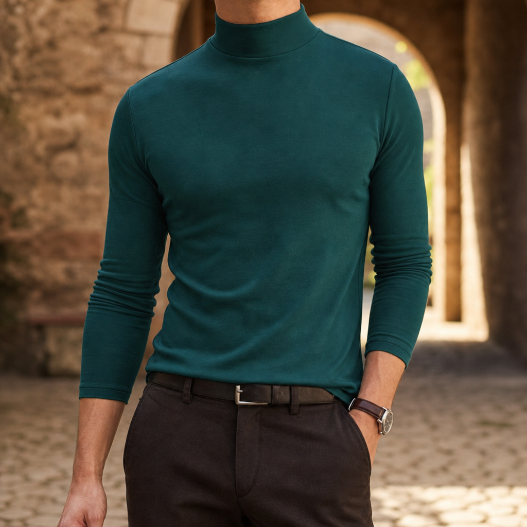 Santander Slim Fit Mock Neck in Dark green
