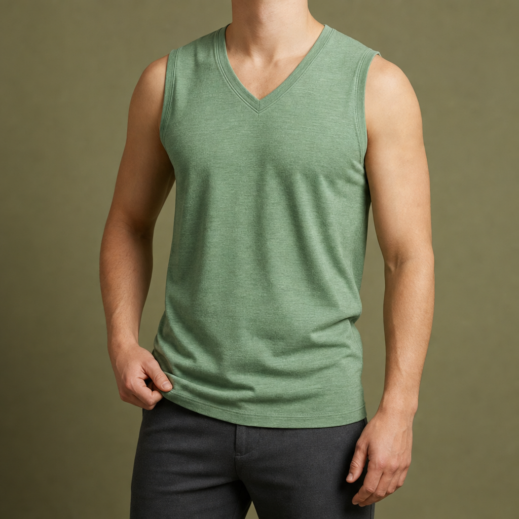 Avignon V-Neck Slim Tank in Green