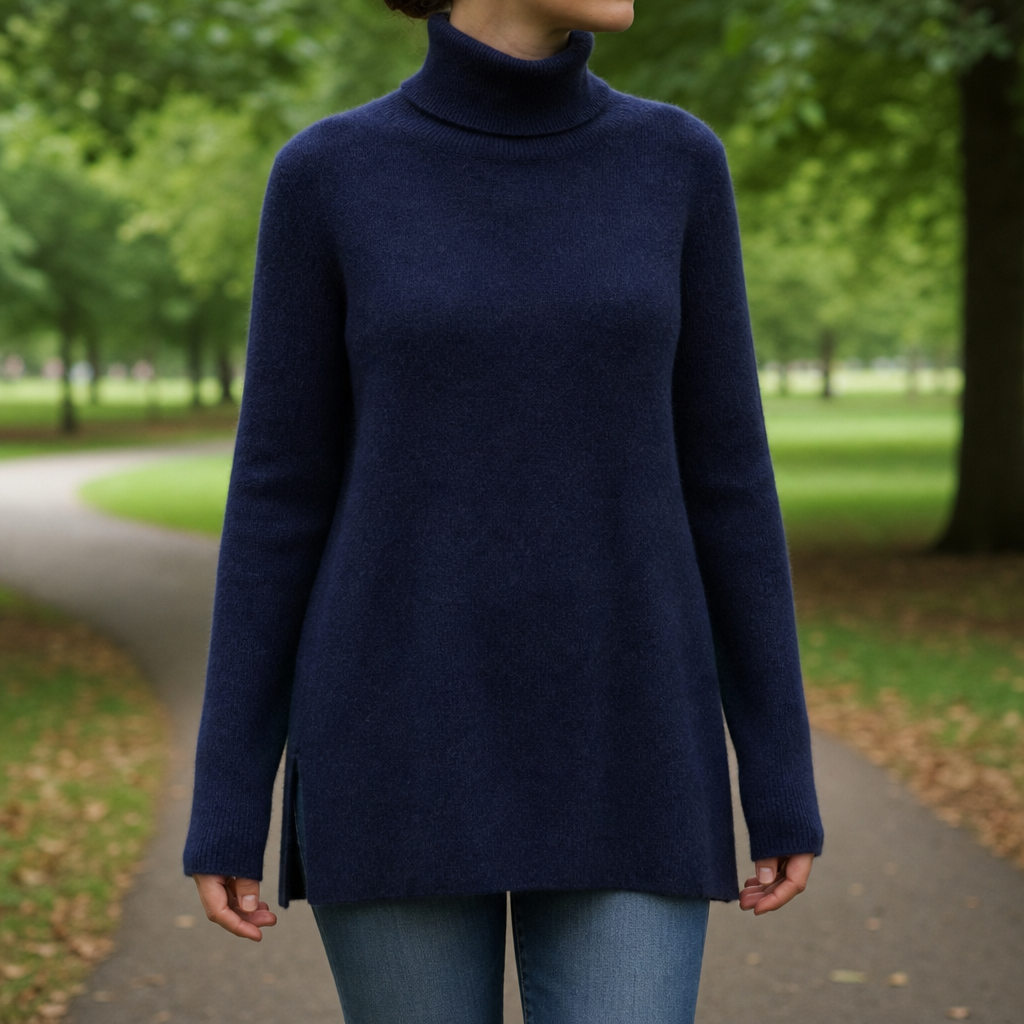 Taormina Cashmere Turtleneck Pullover in Navy Blue
