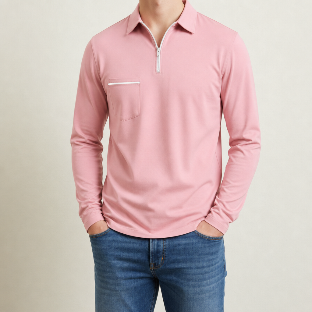 Ralphy Long Sleeve Polo Shirt in Pink