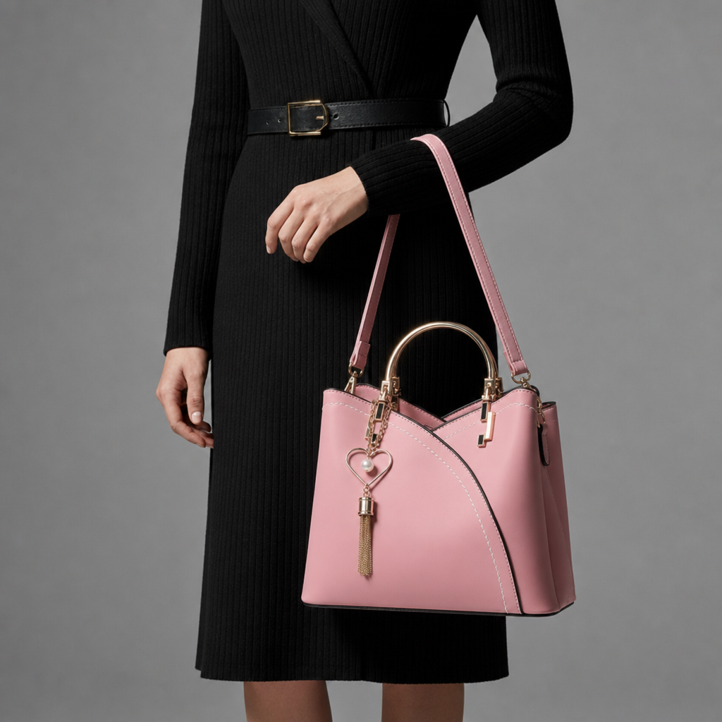 Verona Dual-Tone Structured Handbag in Pink
