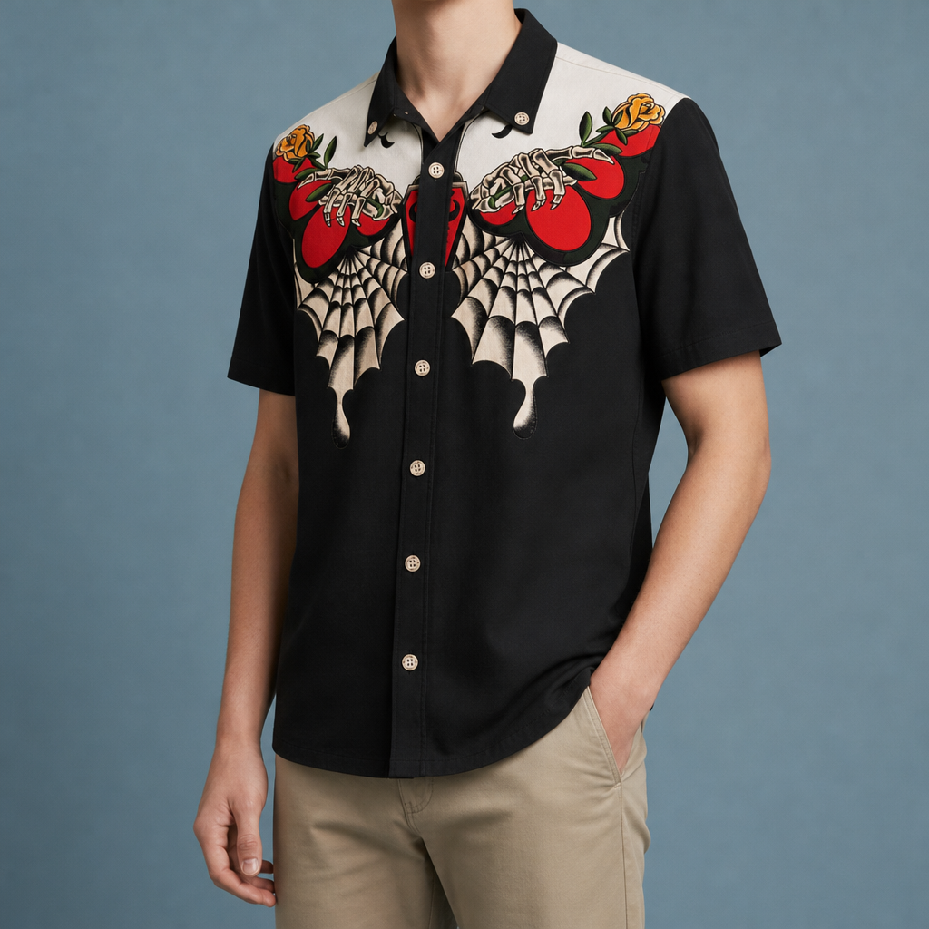 Palamos Astronaut Cowboy Western Shirt in Rose & Web
